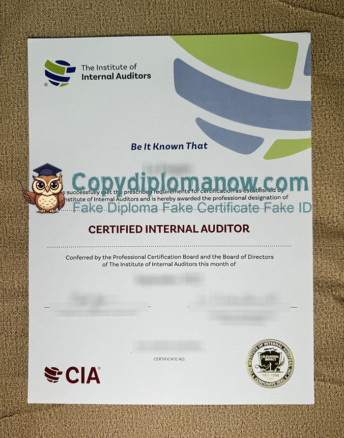Certified Internal Auditor Certificate, CIA Certificate