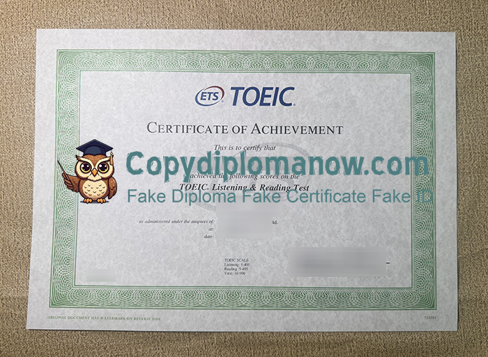 TOEIC Certificate, Test of English for International Communication Certificate