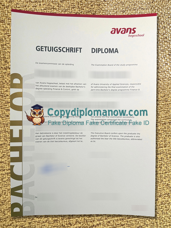Avans Hogeschool Getuigschrift