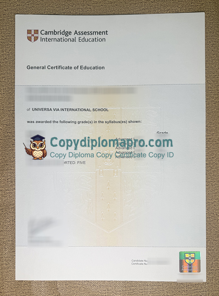 Cambridge GCE Certificate