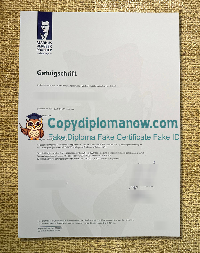 Markus Verbeek Praehep Getuigschrift