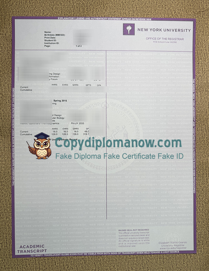 New York University Transcript