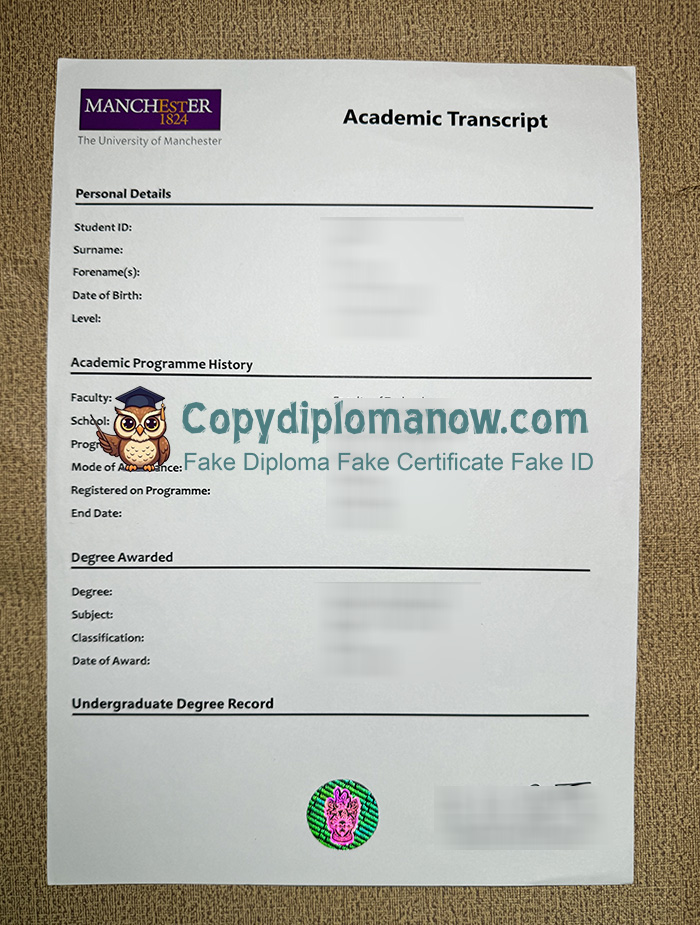 University of Manchester Transcript