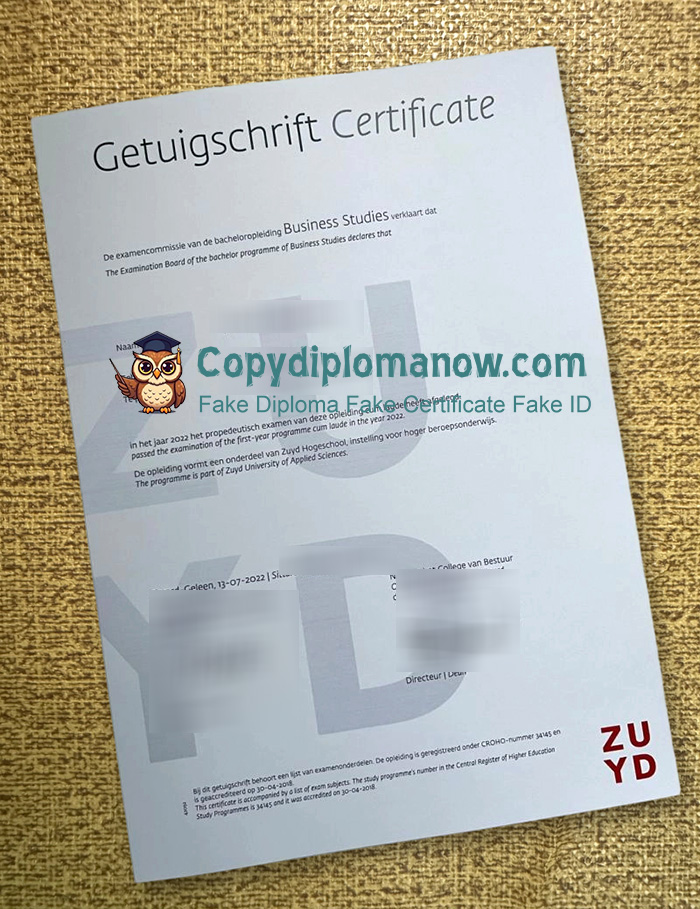 Zuyd Hogeschool Getuigschrift