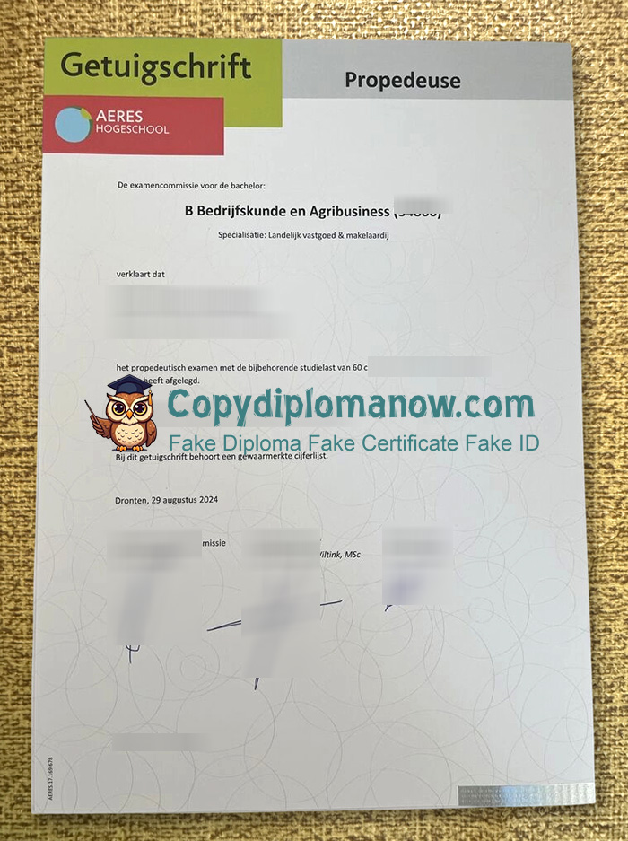 Aeres Hogeschool Getuigschrift