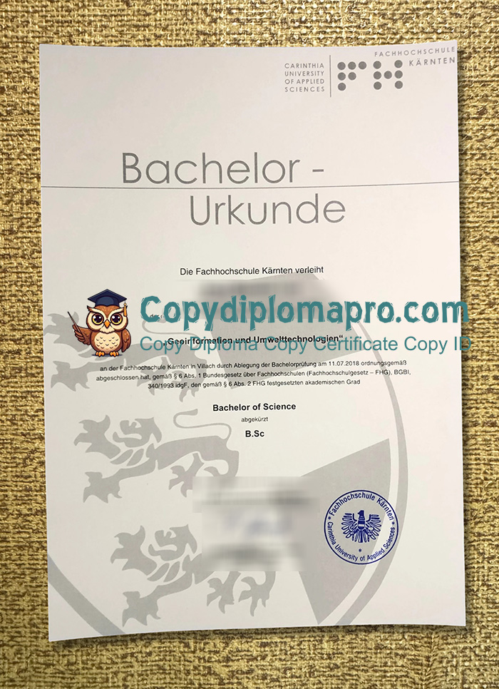 FH Kärnten Urkunde