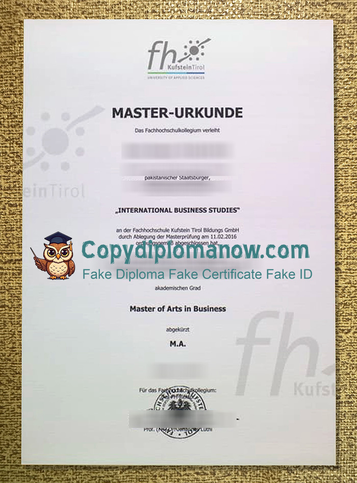 FH Kufstein Urkunde