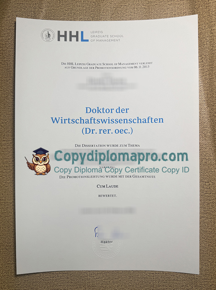 HHL Leipzig Graduate School of Management Urkunde