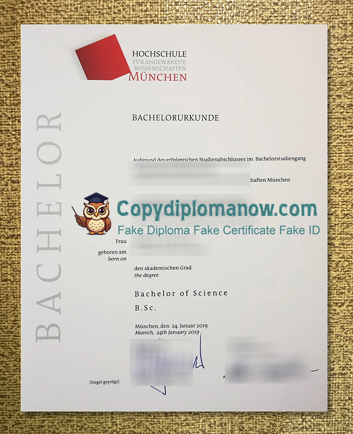 Hochschule für angewandte Wissenschaften München Urkunde