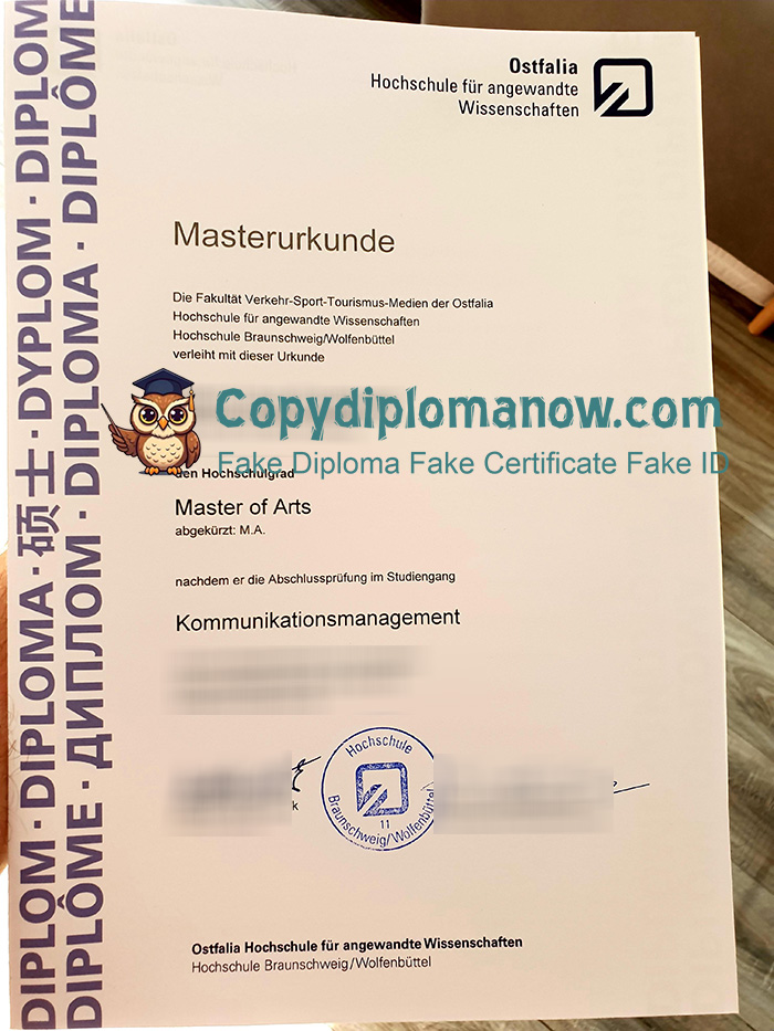 Ostfalia University of Applied Sciences Urkunde