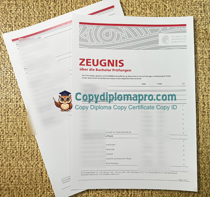 TU Darmstadt Zeugnis