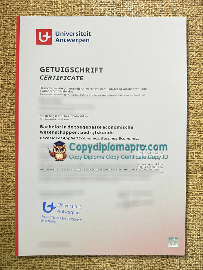 Universiteit Antwerpen Getuigschrift