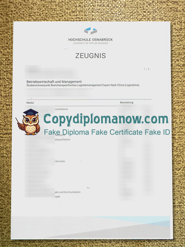 Universität Osnabrück Zeugnis, Osnabrück University Transcript