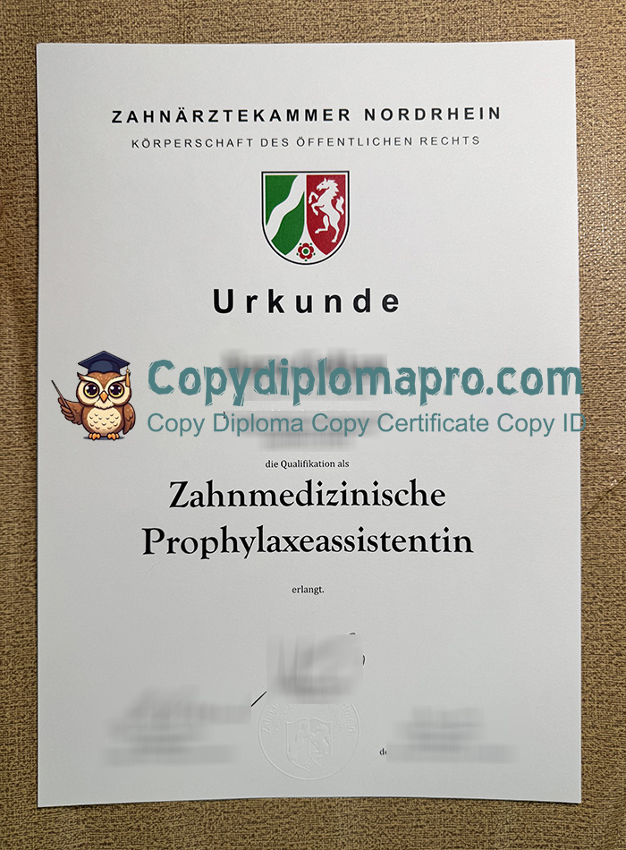Zahnärztekammer Nordrhein Urkunde
