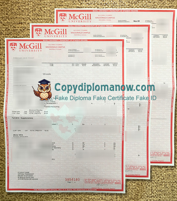 McGill University Transcript