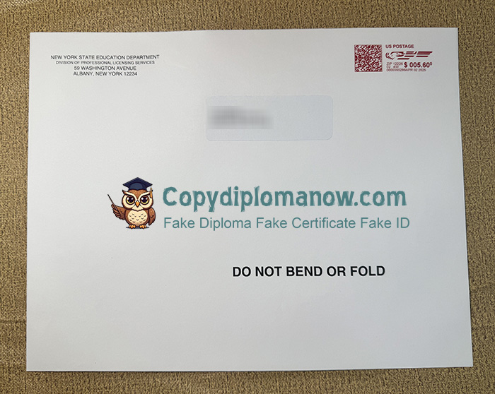 Registered Professional Nurse Certificate Envelope, New York RPN Certificate Envelope