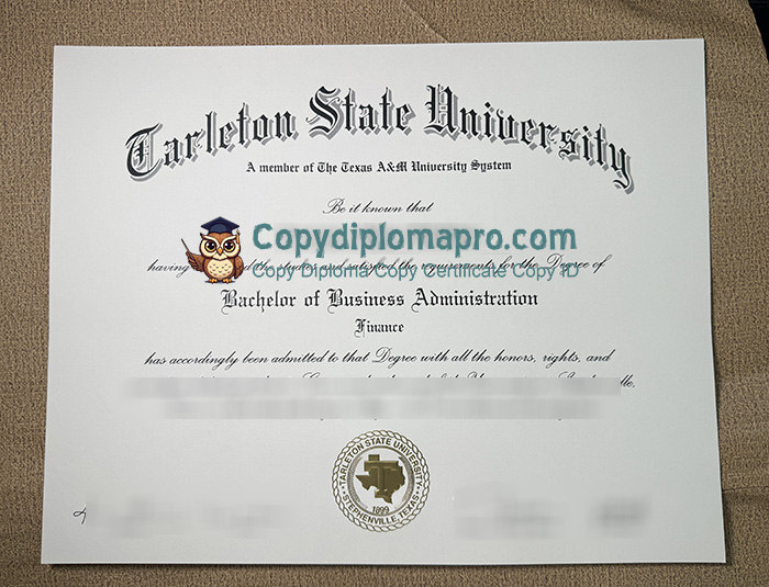 Tarleton State University Diploma, BBA Degree