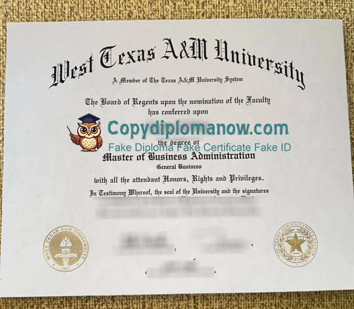 West Texas A&M University Diploma, WTAMU Diploma