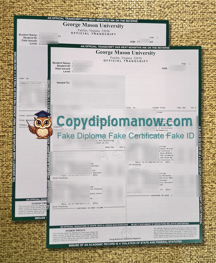 George Mason University Transcript, GMU Transcript