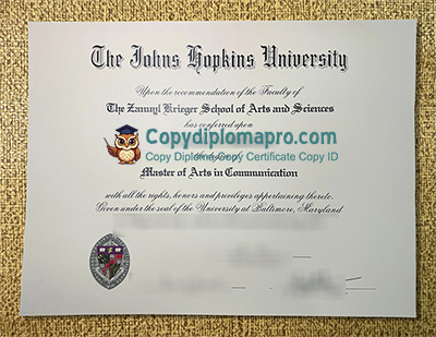Johns Hopkins University Diploma, JHU Diploma