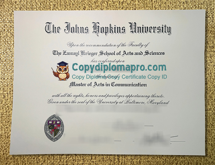 Johns Hopkins University Diploma, JHU Diploma