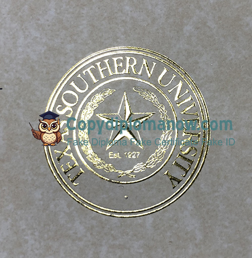 Texas Southern University Diploma seal