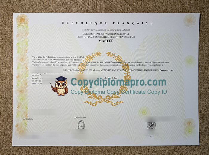 Université Paris I Panthéon Sorbonne Diploma