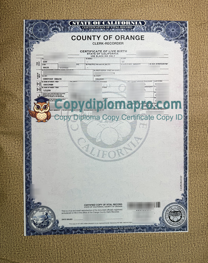 California Certificate of Live Birth