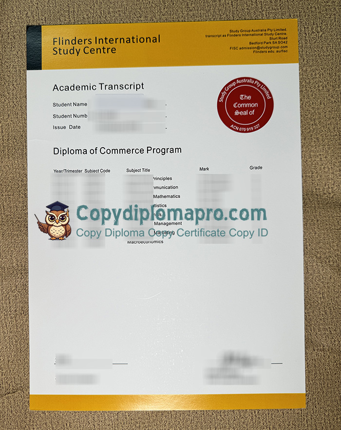 Flinders International Study Centre Transcript, Flinders ISC Transcript