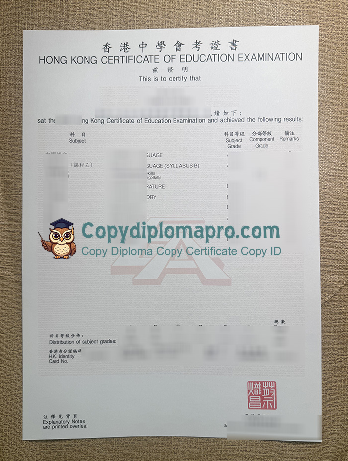 Hong Kong Certificate of Education Examination Certificate, HKCEE Certificate