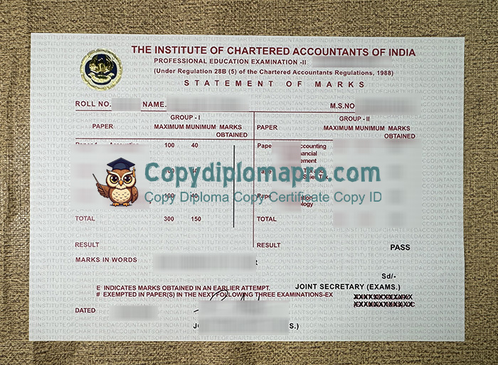 Institute of Chartered Accountants of India Transcript, ICAI Transcript