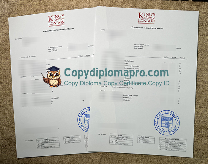 King's College London Transcript, KCL Transcript