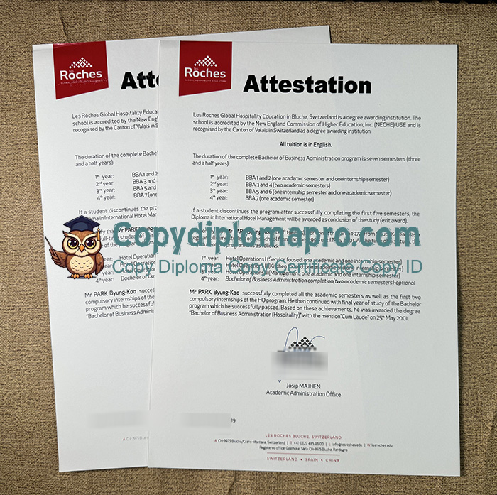 Les Roches Attestation
