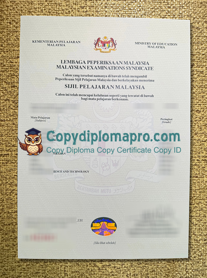 Sijil Pelajaran Malaysia Certificate, SPM Certificate