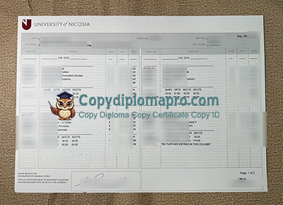 University of Nicosia Transcript