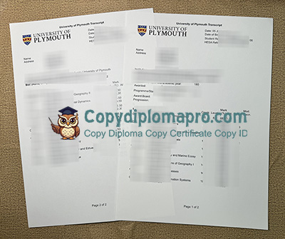 University of Plymouth Transcript