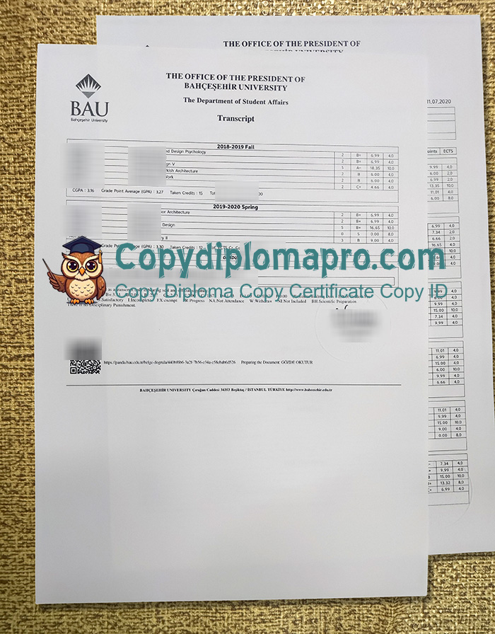 Bahçeşehir Üniversitesi Transcript