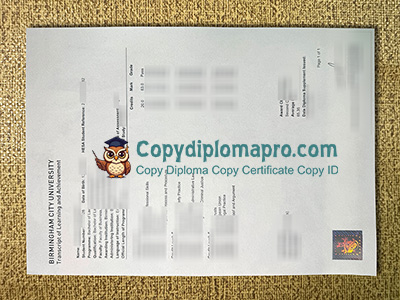Birmingham City University Transcript