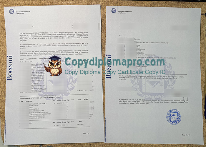Bocconi University Transcript