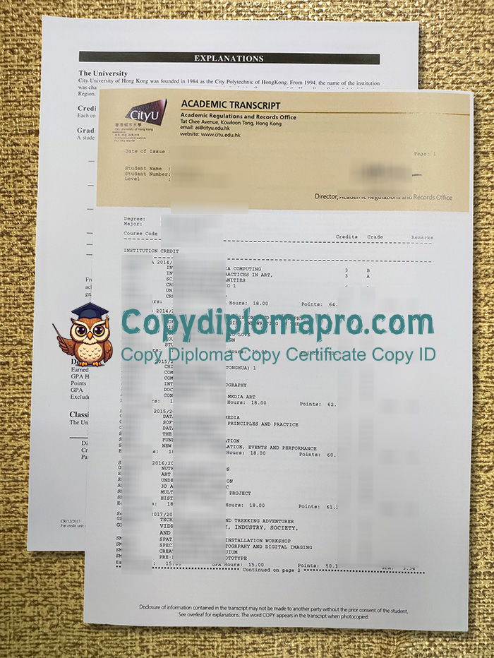 City University of Hong Kong Transcript
