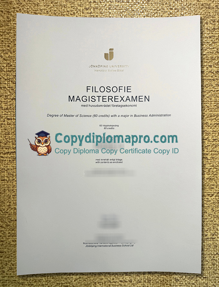Jönköping University Degree Certificate