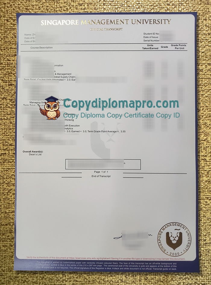 Singapore Management University Transcript