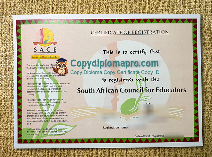 South African Council for Educators Certificate, SACE Certificate