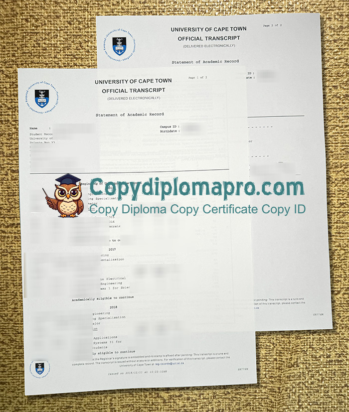 University of Cape Town Transcript