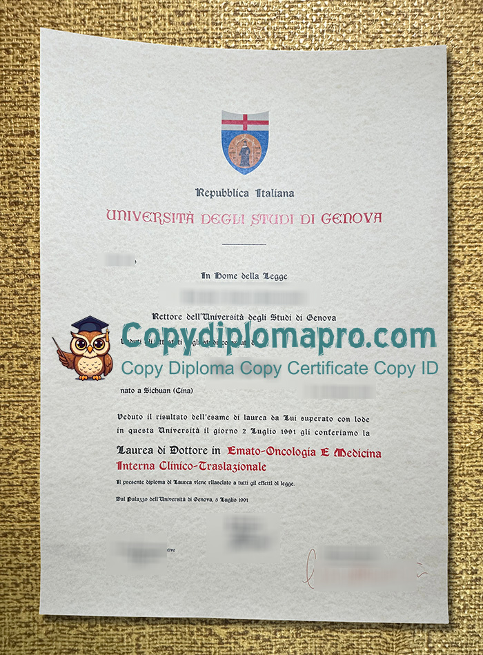 University of Genoa Diploma