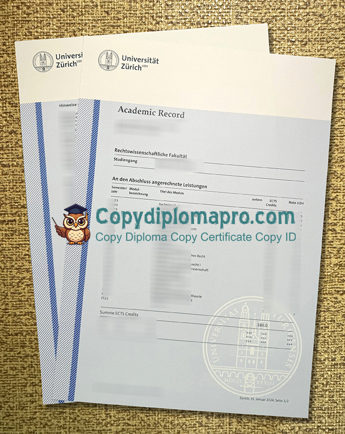 University of Zurich Transcript