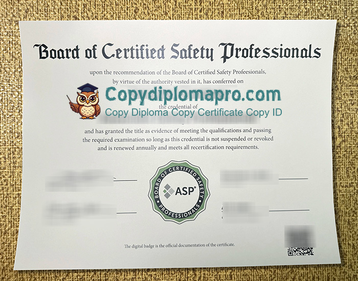 Associated Safety Professional Certificate, ASP Certificate