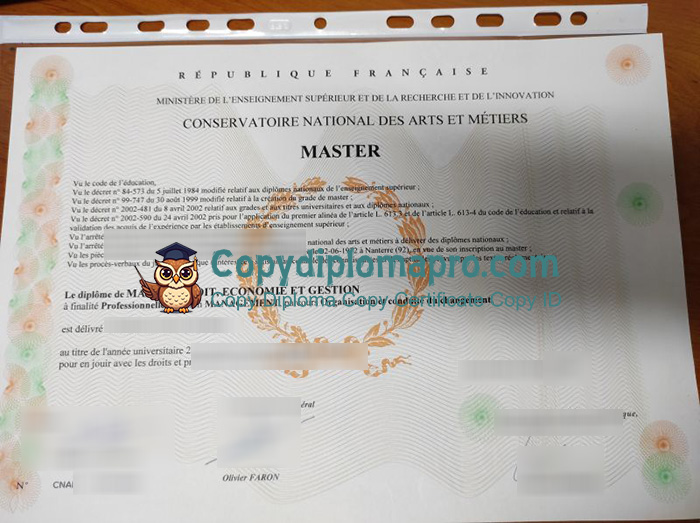 Conservatoire national des arts et métiers Diploma