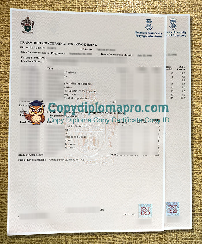 Swansea University Transcript