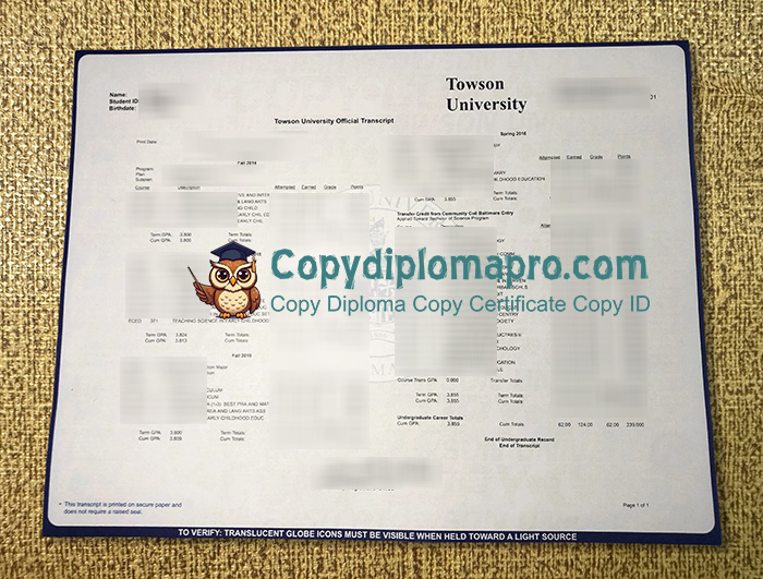 Towson University Transcript